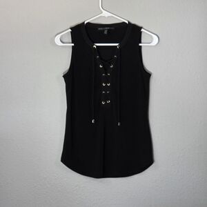 White House Black Market Sleek Black Grommet Tank